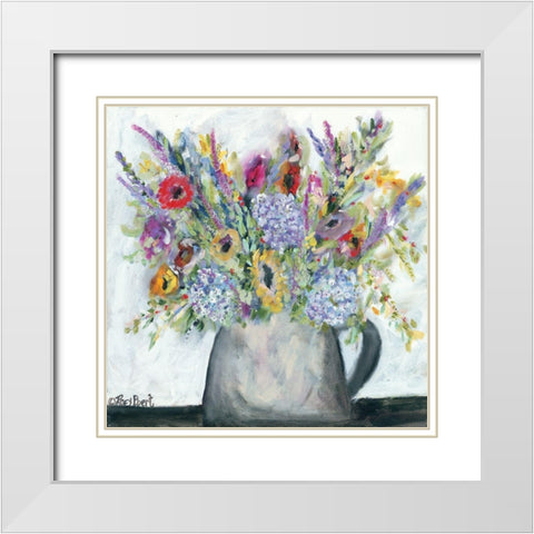 Hydrangeas in Pitcher White Modern Wood Framed Art Print with Double Matting by Ebert, Roey