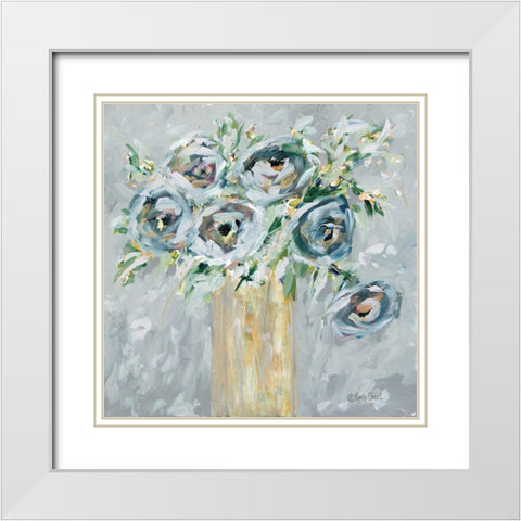 Blooms in Gold Vase White Modern Wood Framed Art Print with Double Matting by Ebert, Roey