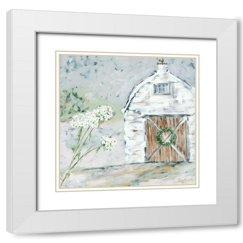 The White Barn White Modern Wood Framed Art Print with Double Matting by Ebert, Roey