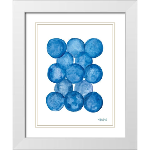 Aegean Blue Abstract III White Modern Wood Framed Art Print with Double Matting by Ebert, Roey