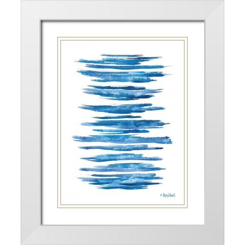 Aegean Blue Abstract VI White Modern Wood Framed Art Print with Double Matting by Ebert, Roey