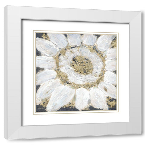 Golden Sunflower White Modern Wood Framed Art Print with Double Matting by Ebert, Roey