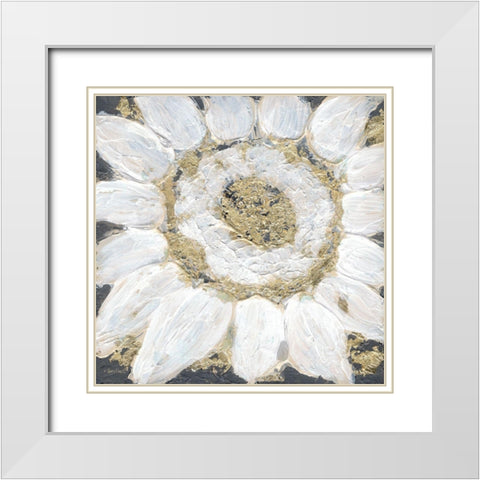 Golden Sunflower White Modern Wood Framed Art Print with Double Matting by Ebert, Roey
