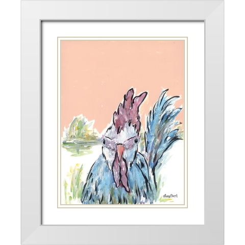 Cock-A-Doodle-Doo White Modern Wood Framed Art Print with Double Matting by Ebert, Roey