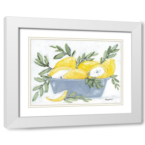Lemons in Bowl White Modern Wood Framed Art Print with Double Matting by Ebert, Roey