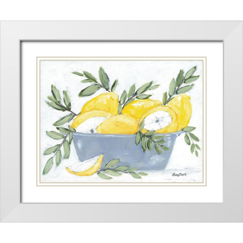 Lemons in Bowl White Modern Wood Framed Art Print with Double Matting by Ebert, Roey