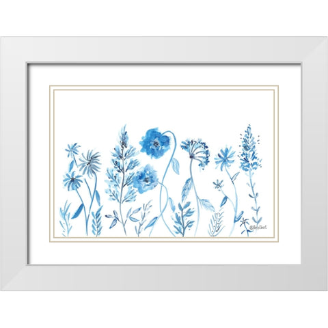 Wildflowers in Blue    White Modern Wood Framed Art Print with Double Matting by Ebert, Roey
