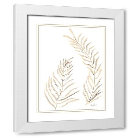 Palm Leaves Natural I White Modern Wood Framed Art Print with Double Matting by Ebert, Roey