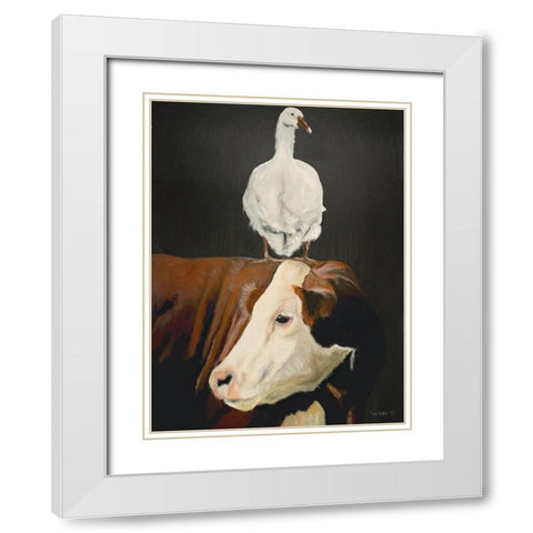 Twos Company White Modern Wood Framed Art Print with Double Matting by Redman, Suzi