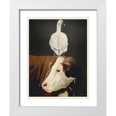 Twos Company White Modern Wood Framed Art Print with Double Matting by Redman, Suzi