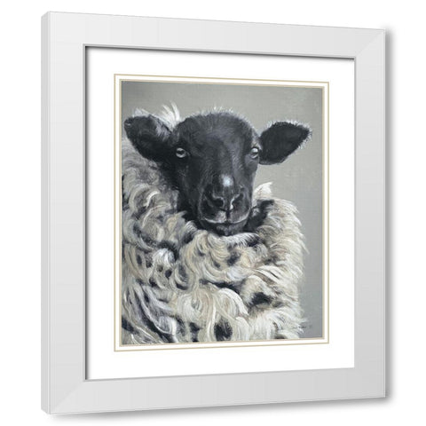 Sheep   White Modern Wood Framed Art Print with Double Matting by Redman, Suzi