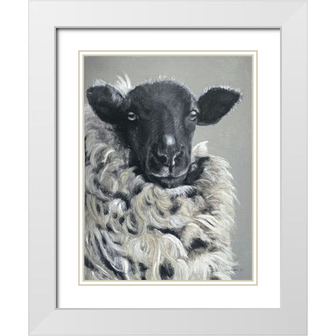 Sheep   White Modern Wood Framed Art Print with Double Matting by Redman, Suzi