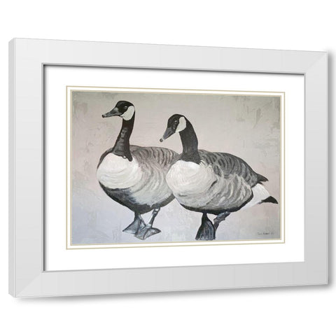Ducks    White Modern Wood Framed Art Print with Double Matting by Redman, Suzi