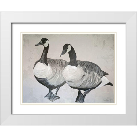 Ducks    White Modern Wood Framed Art Print with Double Matting by Redman, Suzi