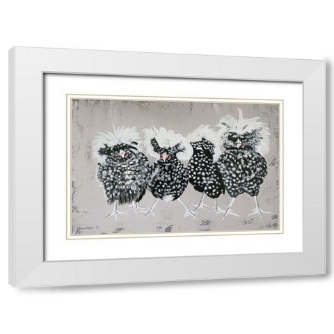 Polish Chickens White Modern Wood Framed Art Print with Double Matting by Redman, Suzi