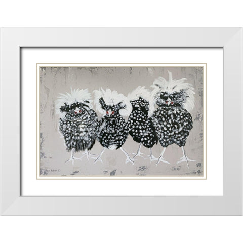 Polish Chickens White Modern Wood Framed Art Print with Double Matting by Redman, Suzi