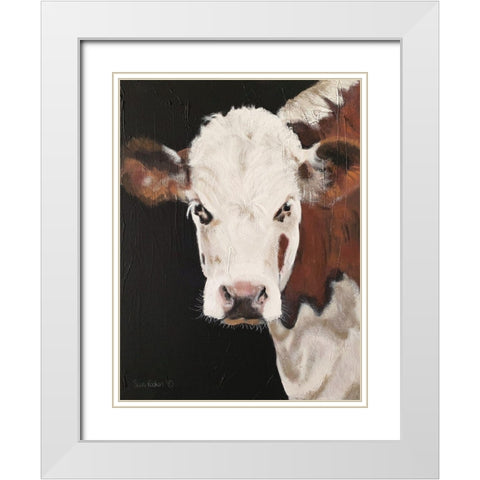 Portrait of a Hereford White Modern Wood Framed Art Print with Double Matting by Redman, Suzi