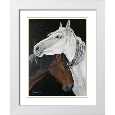 Horse Hug White Modern Wood Framed Art Print with Double Matting by Redman, Suzi