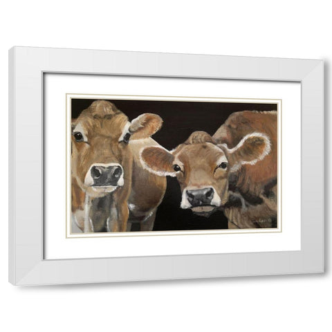 Hello There Cows White Modern Wood Framed Art Print with Double Matting by Redman, Suzi