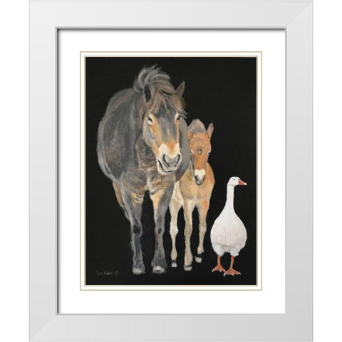 Farmyard Trio White Modern Wood Framed Art Print with Double Matting by Redman, Suzi