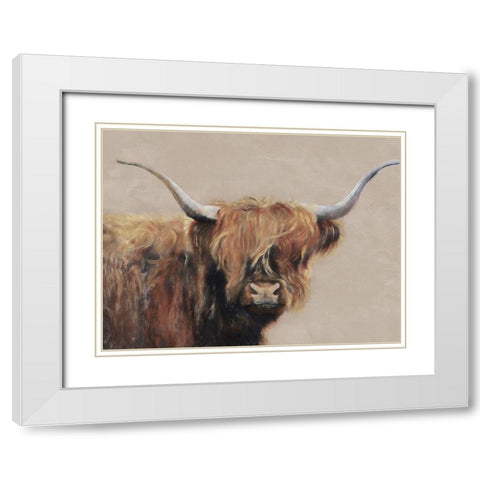 Highland Cow White Modern Wood Framed Art Print with Double Matting by Redman, Suzi