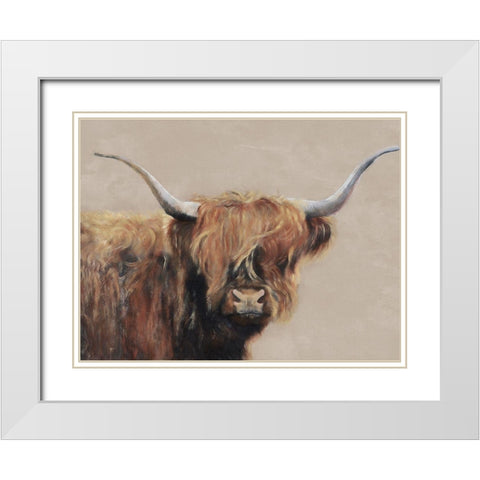 Highland Cow White Modern Wood Framed Art Print with Double Matting by Redman, Suzi