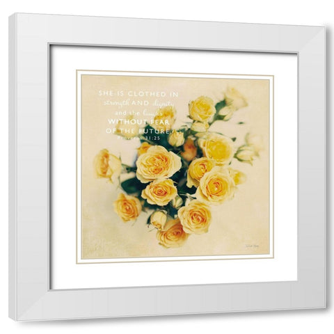 She is Clothed in Strength White Modern Wood Framed Art Print with Double Matting by Rigsby, Jennifer