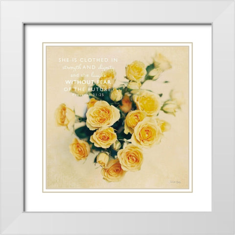 She is Clothed in Strength White Modern Wood Framed Art Print with Double Matting by Rigsby, Jennifer