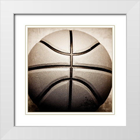 Vintage Basketball White Modern Wood Framed Art Print with Double Matting by Rigsby, Jennifer
