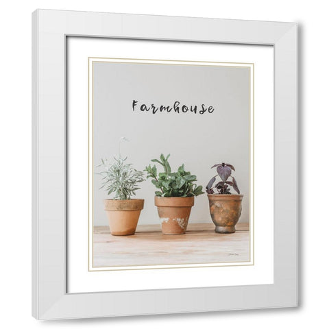 Farmhouse Herbs I White Modern Wood Framed Art Print with Double Matting by Rigsby, Jennifer