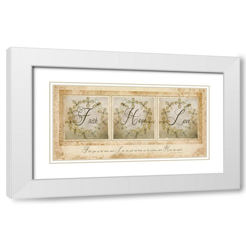Faith, Hope, Love White Modern Wood Framed Art Print with Double Matting by Vieira, Robin-Lee