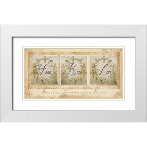 Faith, Hope, Love White Modern Wood Framed Art Print with Double Matting by Vieira, Robin-Lee