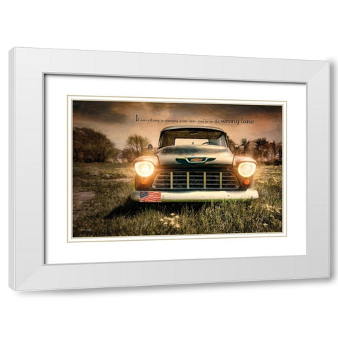 Wrong Lane White Modern Wood Framed Art Print with Double Matting by Vieira, Robin-Lee