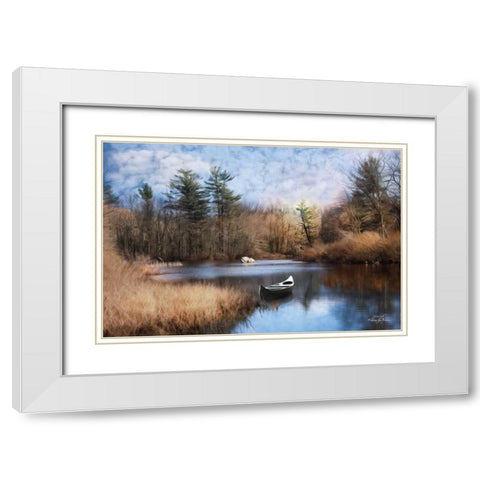 Riverside White Modern Wood Framed Art Print with Double Matting by Vieira, Robin-Lee