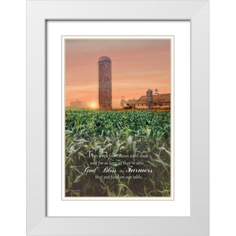 God Bless Farmers White Modern Wood Framed Art Print with Double Matting by Vieira, Robin-Lee