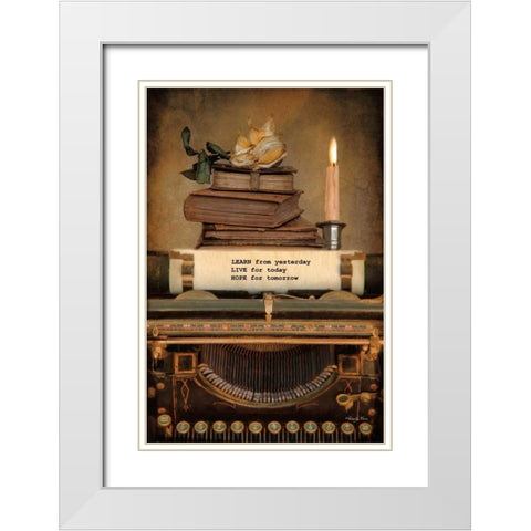 Learn from Yesterday White Modern Wood Framed Art Print with Double Matting by Vieira, Robin-Lee