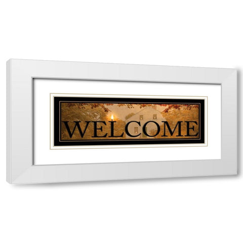 Welcome White Modern Wood Framed Art Print with Double Matting by Vieira, Robin-Lee