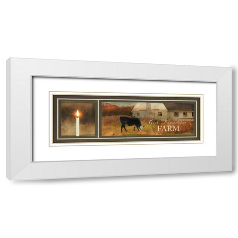 God Bless Our Farm White Modern Wood Framed Art Print with Double Matting by Vieira, Robin-Lee