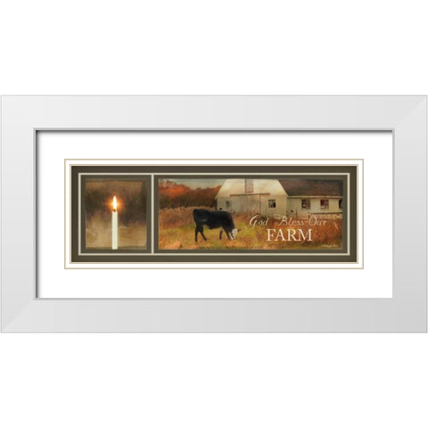 God Bless Our Farm White Modern Wood Framed Art Print with Double Matting by Vieira, Robin-Lee