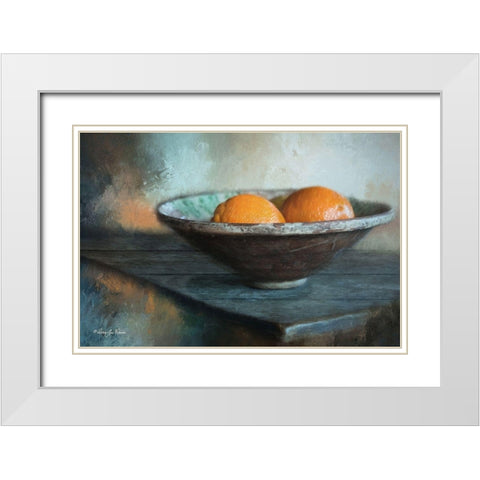 Orange Still Life White Modern Wood Framed Art Print with Double Matting by Vieira, Robin-Lee