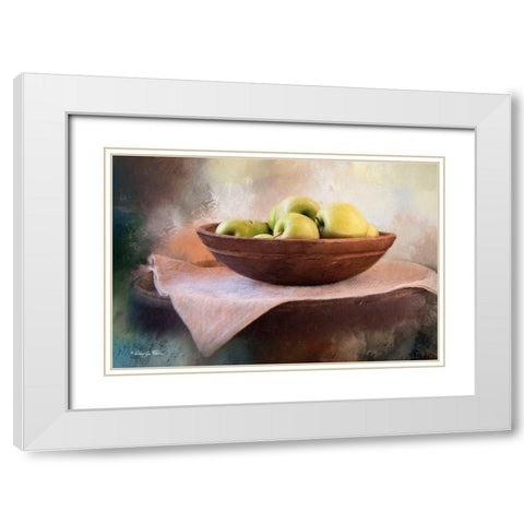 Apple Still Life White Modern Wood Framed Art Print with Double Matting by Vieira, Robin-Lee