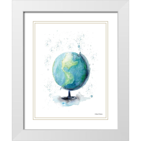 Globe White Modern Wood Framed Art Print with Double Matting by Nieman, Rachel