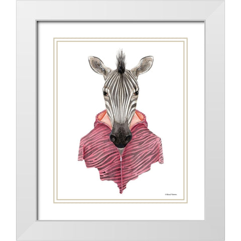 Zebra in a Zipup White Modern Wood Framed Art Print with Double Matting by Nieman, Rachel