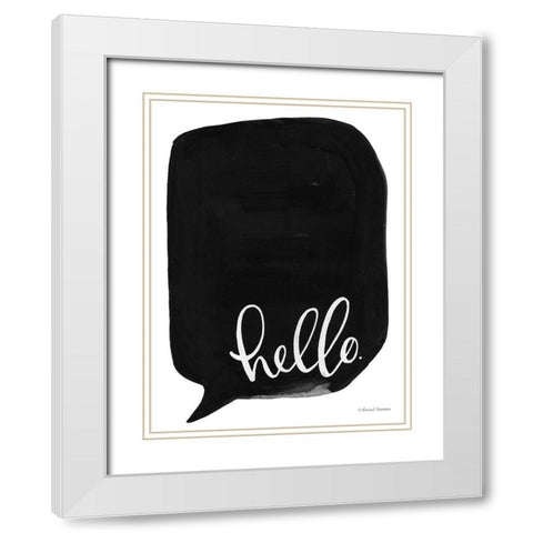 Hello White Modern Wood Framed Art Print with Double Matting by Nieman, Rachel