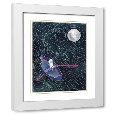 Boat to the Moon White Modern Wood Framed Art Print with Double Matting by Nieman, Rachel