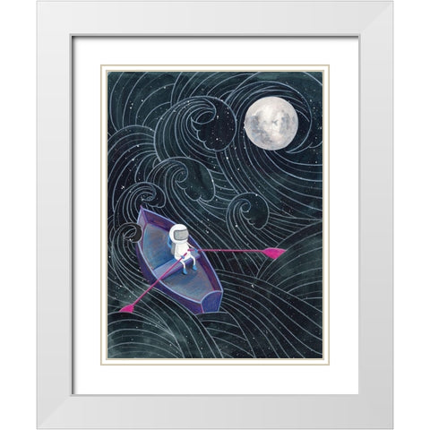 Boat to the Moon White Modern Wood Framed Art Print with Double Matting by Nieman, Rachel