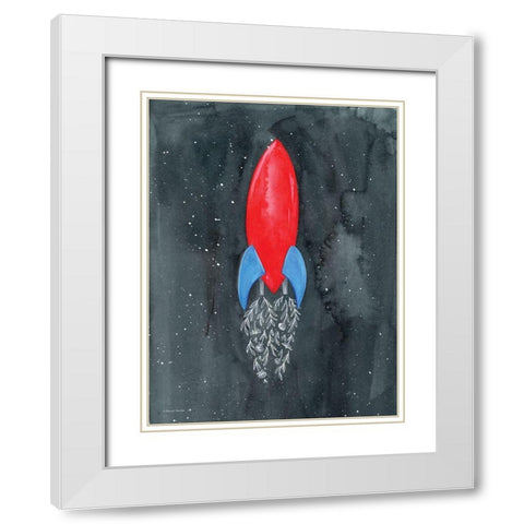 Flower Rocket White Modern Wood Framed Art Print with Double Matting by Nieman, Rachel
