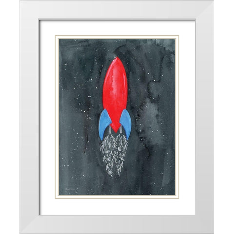 Flower Rocket White Modern Wood Framed Art Print with Double Matting by Nieman, Rachel
