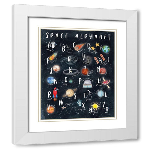 Space Alphabet White Modern Wood Framed Art Print with Double Matting by Nieman, Rachel