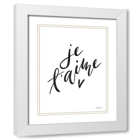 Je Taime White Modern Wood Framed Art Print with Double Matting by Nieman, Rachel